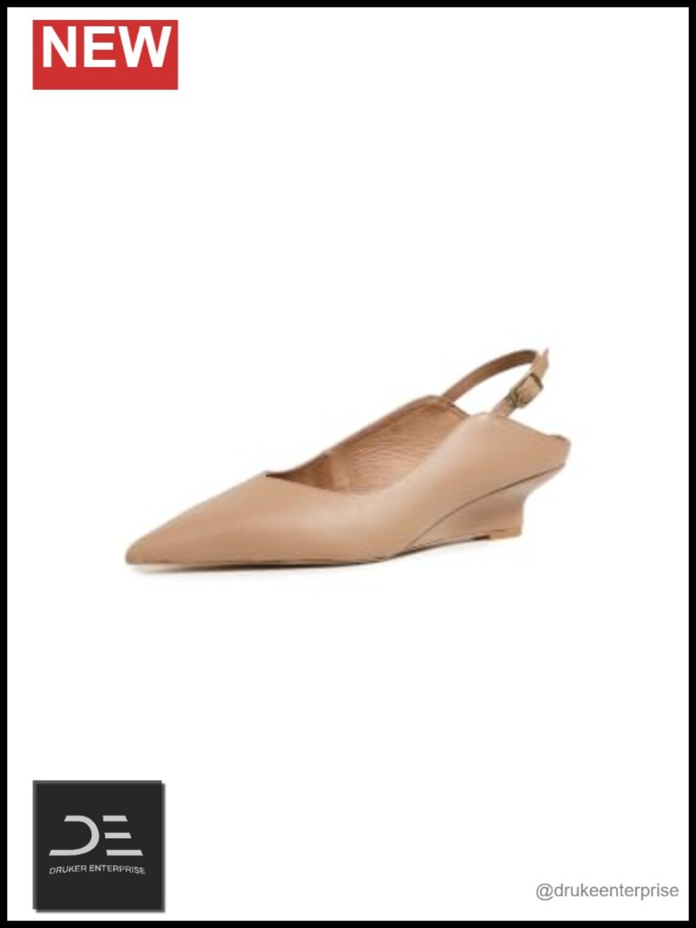 Women's Lift Wedge Heels Pointed Toe Leather Ankle Strap 1.5 inch Heel